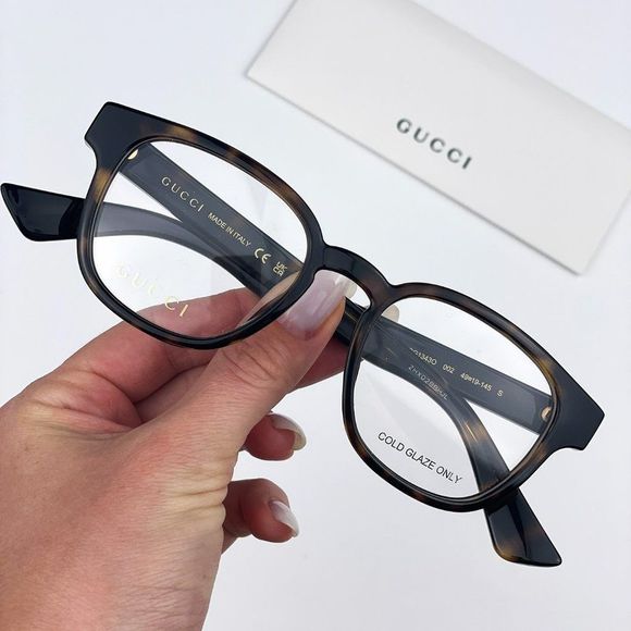 Gucci GG1343O 002 Eyeglasses Dark Havana Oval Unisex - Picture 1 of 12